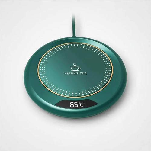 Base Calentadora Tazas Usb Eléctrico Display Circular 20w Verde
