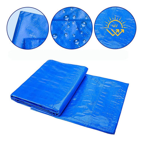 Toldo 3x2 Impermeable Camping Lona Con Ojales Multiuso Azul