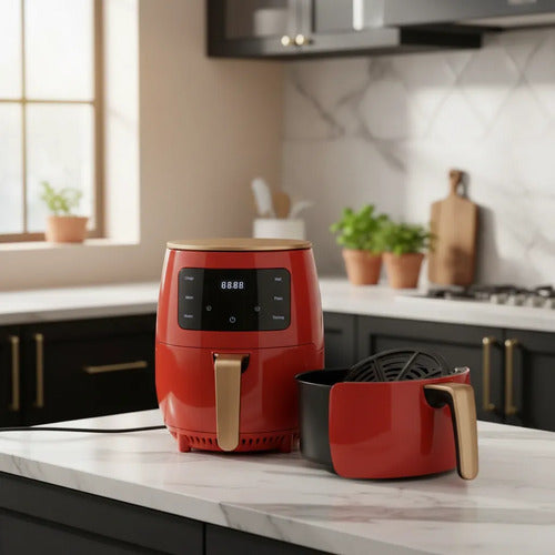 Maquina Freidora Aire Electrica 6lt 2400w Digital Cocina Rojo