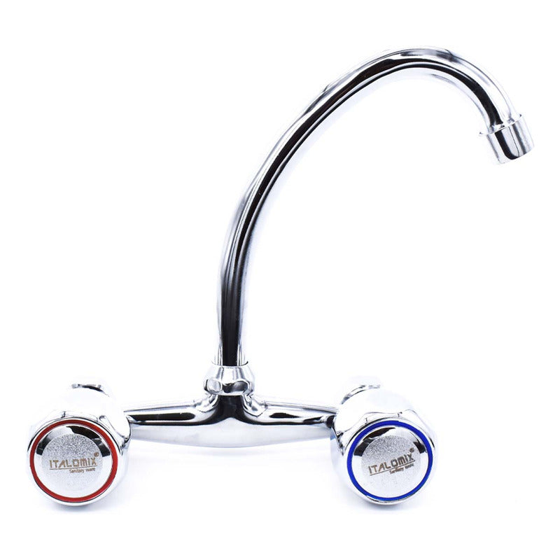 Canilla Cocina Pared Grifo Mesada Doble Comando 15cm Metal