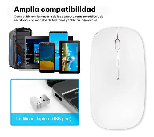 Mouse Inalámbrico Ultra Delgado Slim Tipo Mac Oficina - Otec Color Blanco