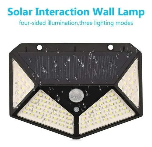 Set X6 Aplique Solar Pared Foco Led Sensor De Movimiento Negro