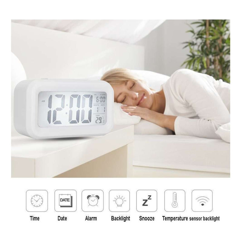 Reloj Despertador Rectangular Con Numeros Grandes