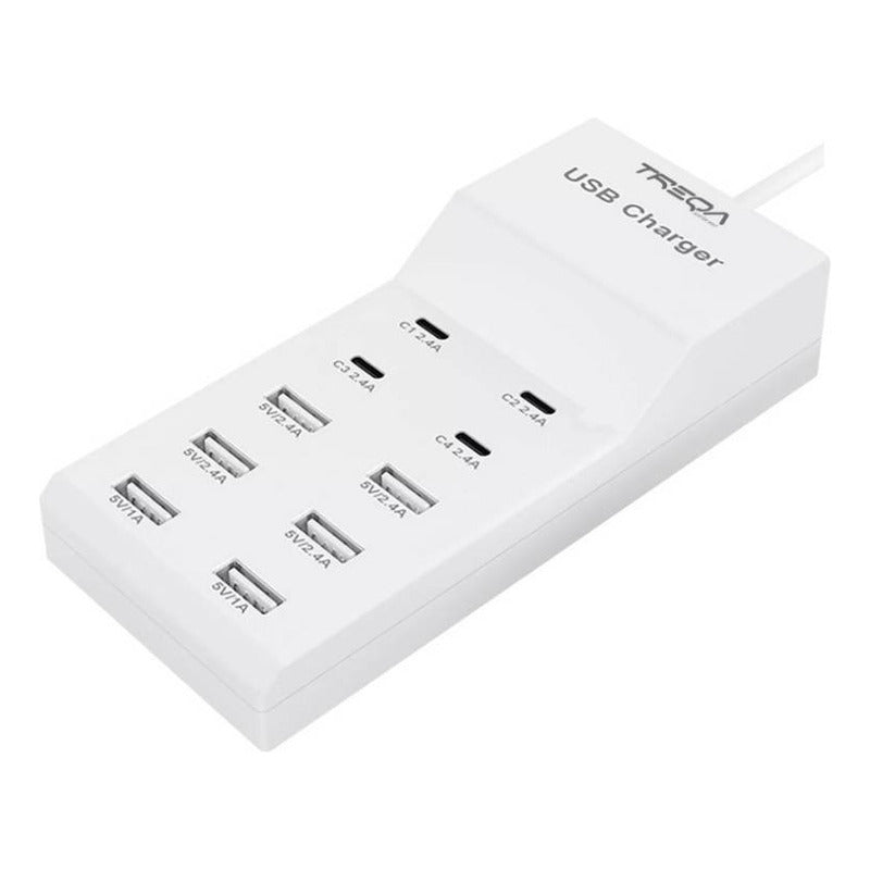 Zapatilla Cargador Usb Y Tipo C 10 Puertos Con Carga Rapida
