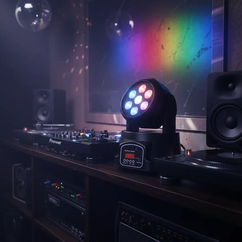 Foco Fiesta Disco Cabeza Movil Robotico Par 7 Led Rgbw Dmx