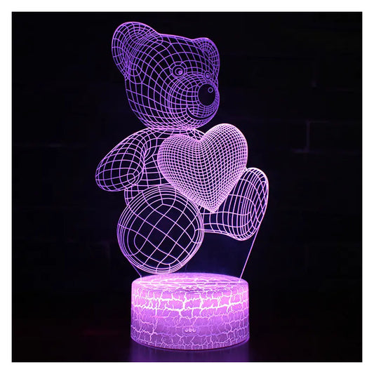 Lampara Veladora Ilusion 3d Diseño Osito Infantil Multicolor