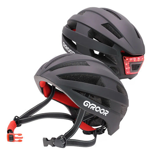 Casco Monopatin Luz Led Recargable Usb Ciclismo Talle Grande Negro L