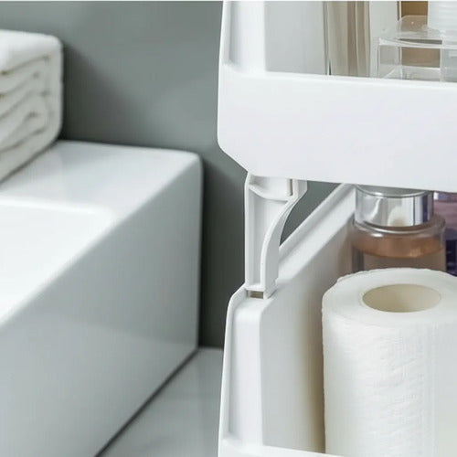 Organizador Canasto Plástico Apilable Multiuso 30cm Baño Blanco