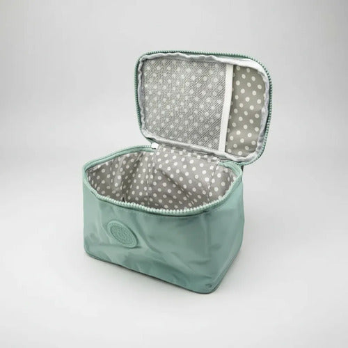 Bolso Maquillaje Neceser Organizador 2 Cierres Y Separarador Verde