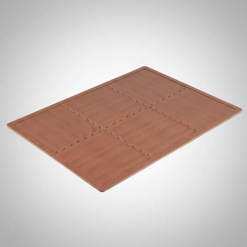 Tapete Piso Alfombra Goma Encastrable Simil Madera X4 Marrón Símil Madera