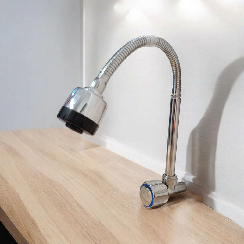 Canilla Cocina Pared Unitaria Grifo Mesada Metal Flexible