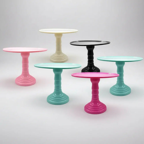 Soporte Base Para Torta Plástico Repostería 32cm Desmontable Rosa