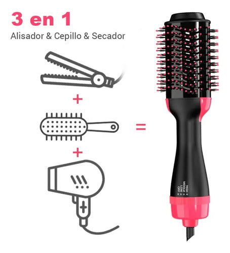 Cepillo Alisador Electrico Peine Cabello 3 En 1 Negro