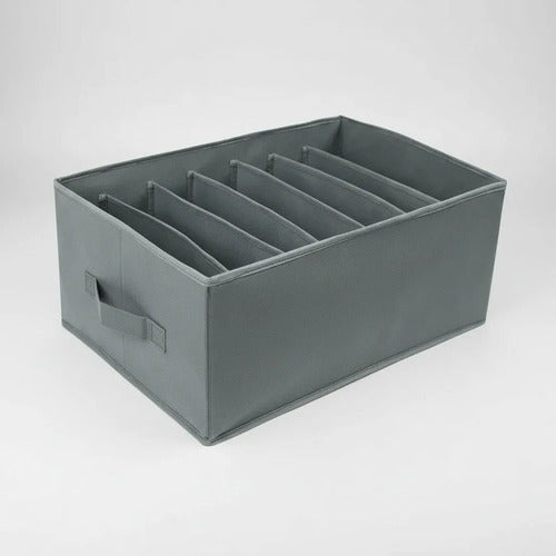 Caja Organizadora Ropa Tela Plegable 7 Divisiones 44x30x20cm Gris Oscuro