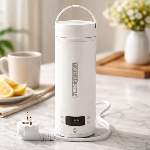 Hervidor Electrico Portatil Acero Portatil 450ml Hogar Termo Blanco