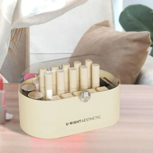 Caja Organizador Cosmeticos Maquillaje Accesorios 22x11x14cm Beige