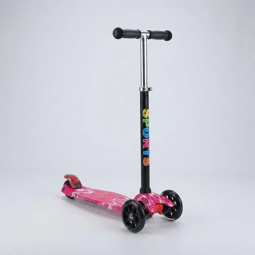 Tripatín Scooter Infantil Luces Ruedas Altura Regulable 50kg Rosa