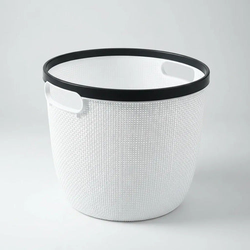 Canasto Cesto Plástico Labrado Multiuso Organizador 19x16cm Blanco