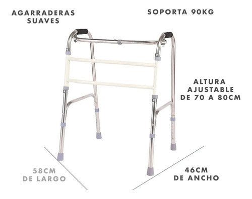 Andador Caminador Ortopedico Regulable Metalico Plegable