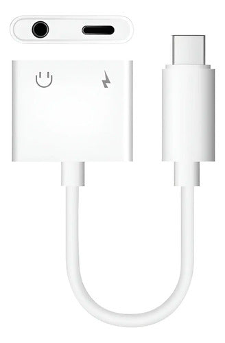 Adaptador Tipo C Conector Jack 3.5 Carga Blanco