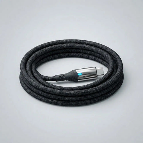 Cable Reforzado C A C 1m 5.1a Carga Datos Led Reforzado Negro