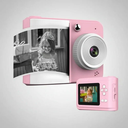 Cámara Infantil Digital Impresora Térmica 1mp Microsd 32gb Rosa