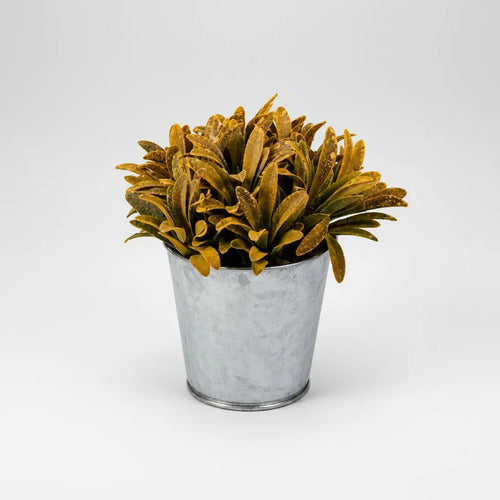 Maceta Metálica Decorativa Planta Artificial 15x8 Cm Amarillo