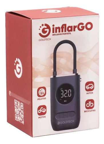 Inflador Compresor Digital Portatil Auto Moto Bici Pelota Negro 50 Hz / 60 Hz Compatible Con Cargadores Universales Monofásica