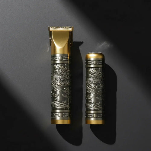 Set Cortapelo Afeitadora Buda Vintage Usb 300mah Metalico Bronce Viejo / Dorado Envejecido