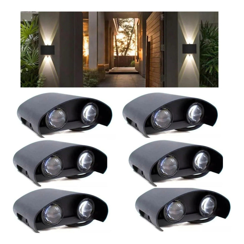 Set X6 Foco Pared Aplique Exterior Luminaria Bidireccional