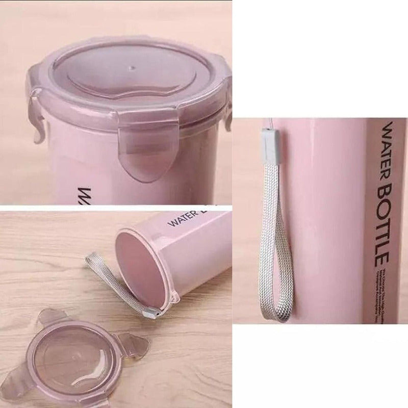 Lonchera Vianda Con Tenedor Y Vaso Plastico Varios Colores