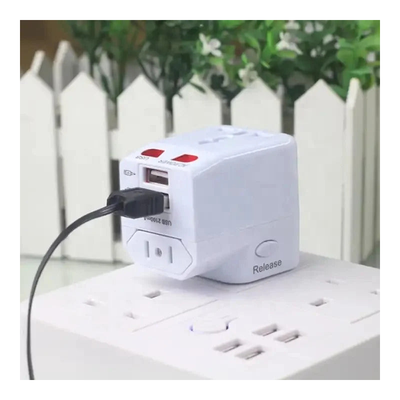 Adaptador Enchufe Universal Para Viaje 2 Usb