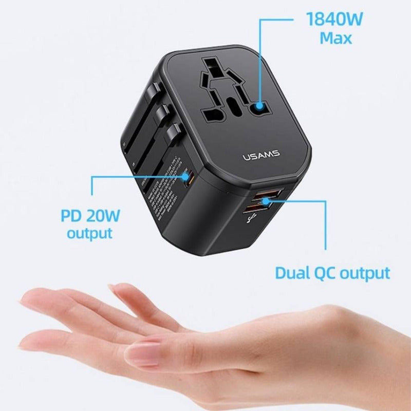 Cargador De Viaje 20w Usb Tipo C + Usb Negro