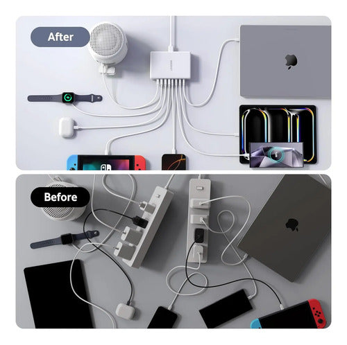 Estacion De Carga Cargador 260w 4 Usb A + 4 Usb Tipo C