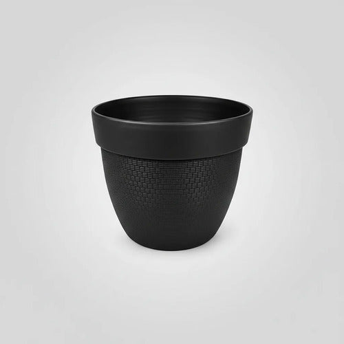 Maceta Decorativa Plástico Reforzado Redonda Texturizada Negro