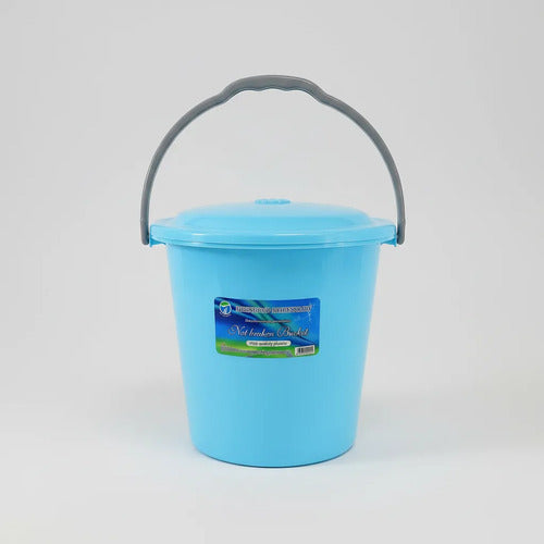 Balde Multiuso Plástico Con Tapa Y Asa 33x35 Cm Hogar Lila