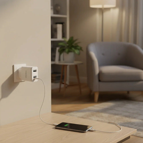 Cargador Doble 2 Usb 3.1a Celular Tablet Pared Carga Rapida Blanco