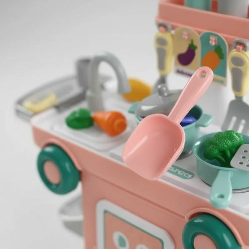 Juego Set De Heladería Infantil 2 En 1 36 Piezas Juguete Rosa