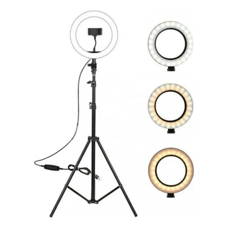 Anillo Aro Luz Led Con Tripode Flexible 2m Soporte 3 Niveles