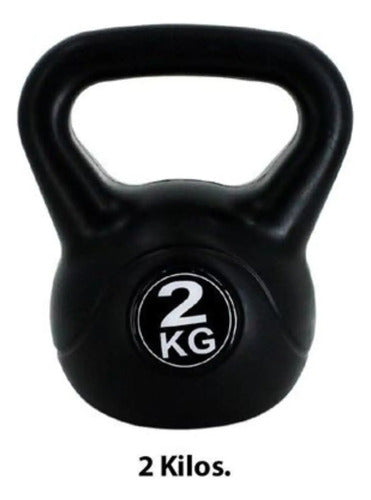Pesa Rusa Mancuerna Ejercicio Gym 2 Kilos Negro