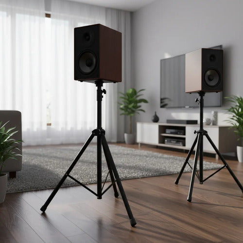Soporte Tripode Parlante Altavoz Hierro Firme Premium Fuerte Negro