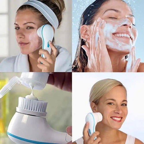 Cepillo Limpiador Facial A Pila Con Cepillos Intercambiables Blanco