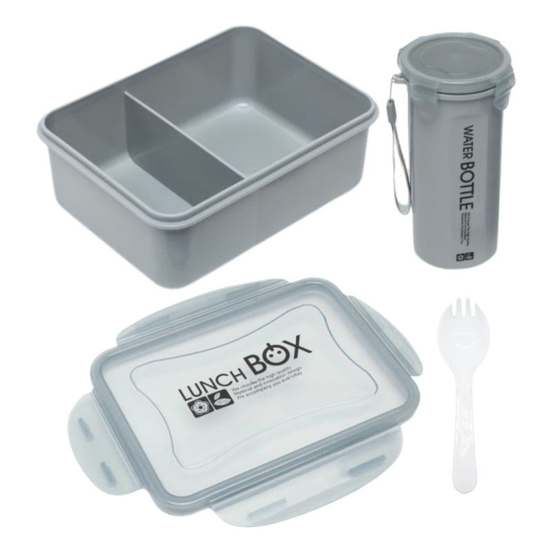 Lonchera Vianda Con Tenedor Y Vaso Plastico Varios Colores