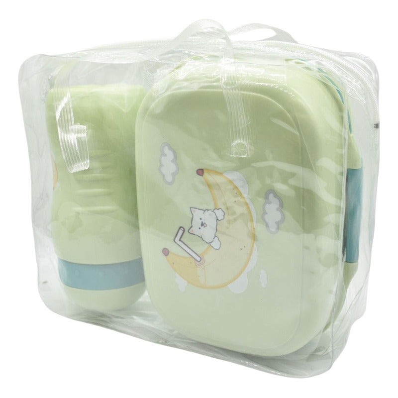 Lonchera Vianda Infantil Con Vaso Y Cubiertos De Plastico