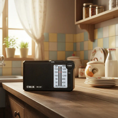 Radio Portátil Am Fm Recargable Bolsillo 3.5 Mini Compacta Negro