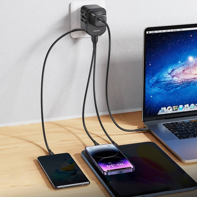 Cargador De Viaje 20w Usb Tipo C + Usb Negro
