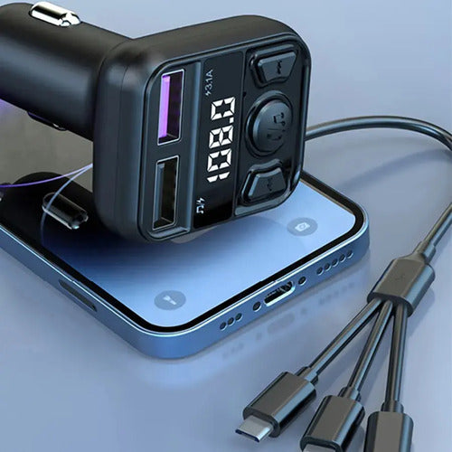 Transmisor Receptor Auto Fm Cargador Usb Radio Bluetooth