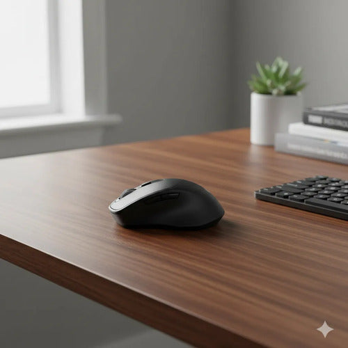 Mouse Bluetooth 2.4g Recargable 1600 Dpi Ergonomico Usb C Negro