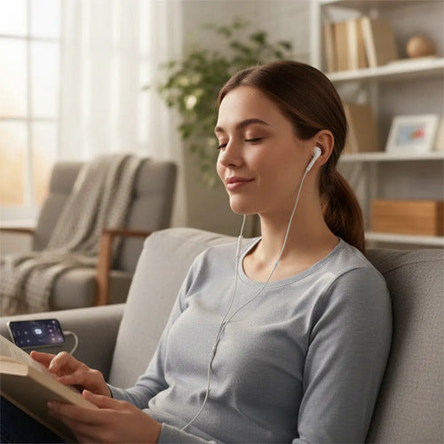Auriculares Ios Cable Micrófono Manos Libres Control Volumen Blanco