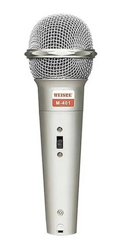 Micrófono Karaoke Con Cable Ledstar Dm-401 Color Plateado 3m